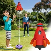 New Year Toys New Space Rocket Rotating Flying Water Toy Outdoor Water Flying Rocket Toy, Summer Children'S Water Sprinkling Rotating Water Toy Rocket Model Red
